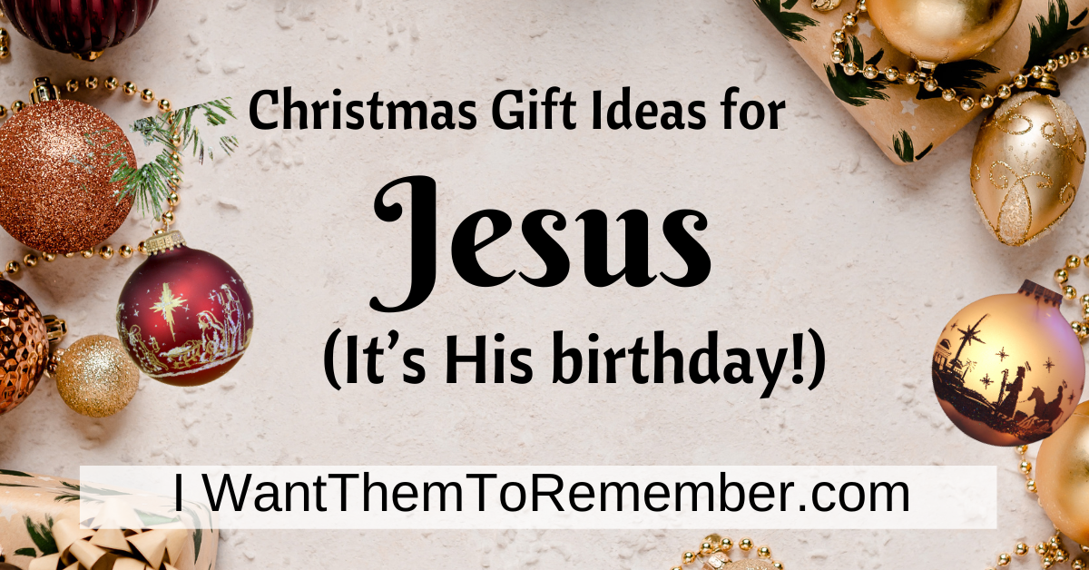 Christmas gift ideas for Jesus surrounded by holiday decorations