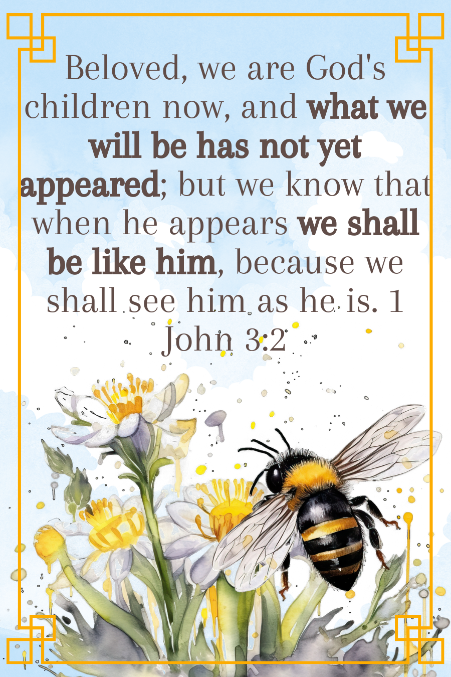 John 3:2 text with water color honey bee