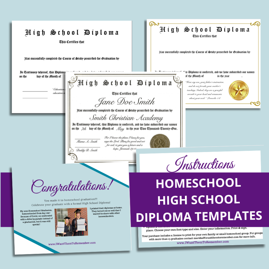 samples of printable homeschool diploma templates for high school graduates
