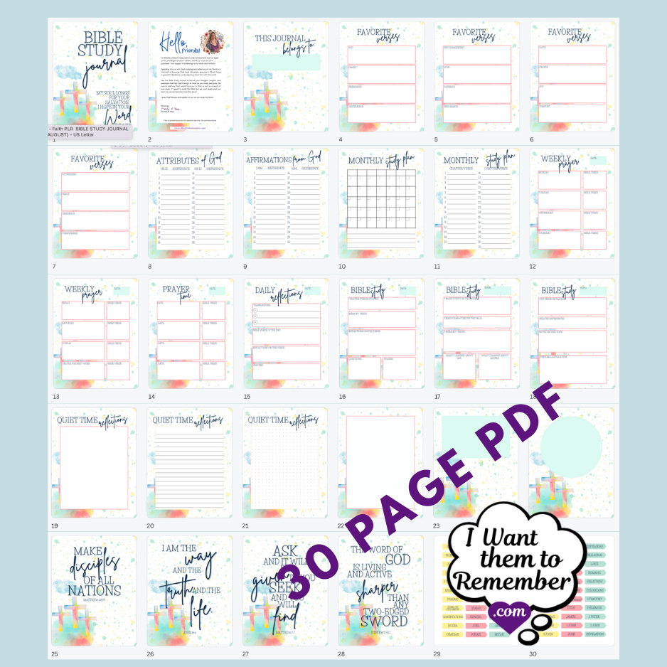 Preview of cross Bible study journal pages