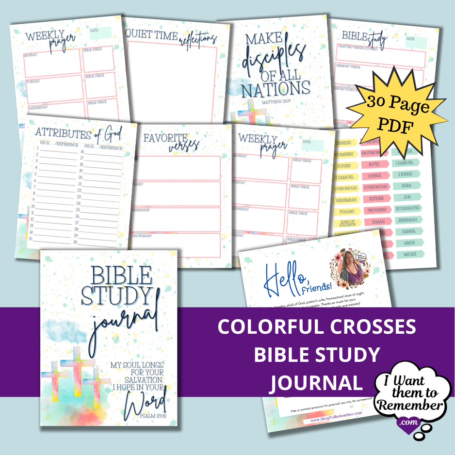 Color crosses Bible study journal sample pages