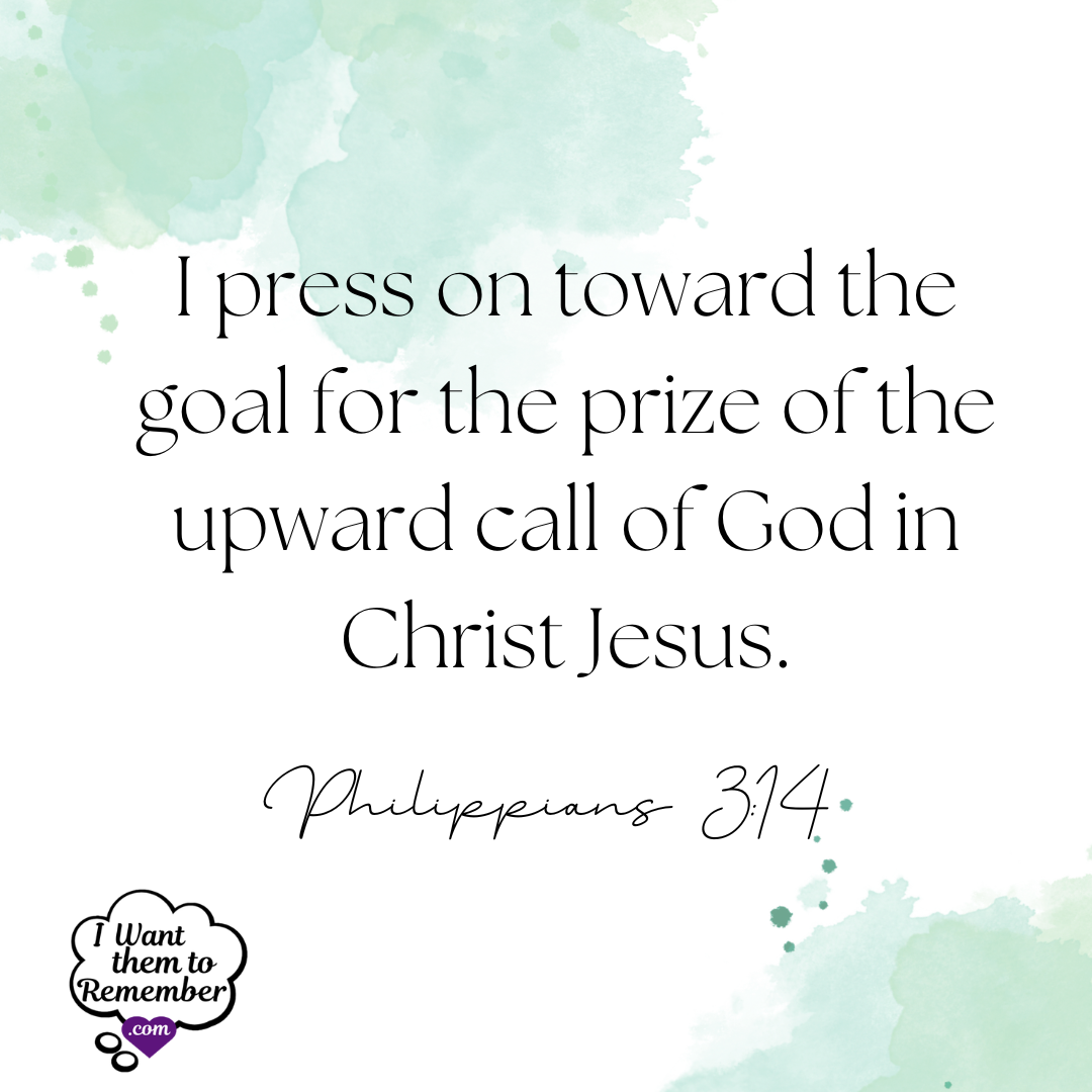 Philippians 3:14 over green paint splash